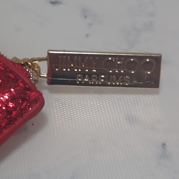 Jimmy Choo Red Sparkle Coin Purse Pouch - Picture 5 of 8